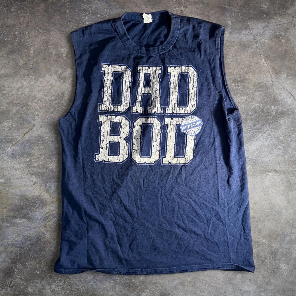 Vintage Dad Bod Graphic Sleeveless T-Shirt Navy Blue Funny Tank Top